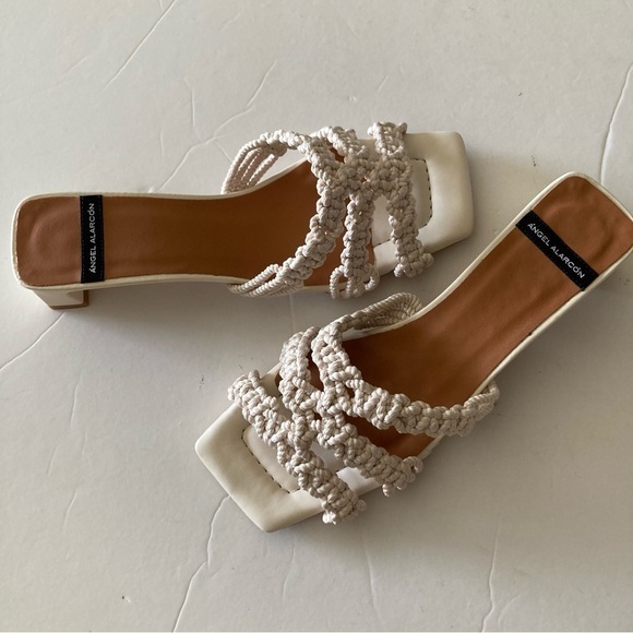 NWOB Angel Alarcon Anthropologie Woven Neutral Rope Square Toe Sandals Sz 40 - Picture 2 of 7